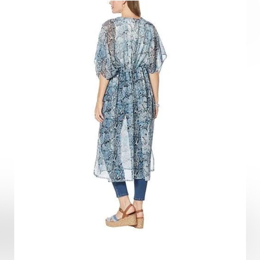 One Size Carlos by Carlos Santana Kimono / Cover Up Snakeskin BLUE
